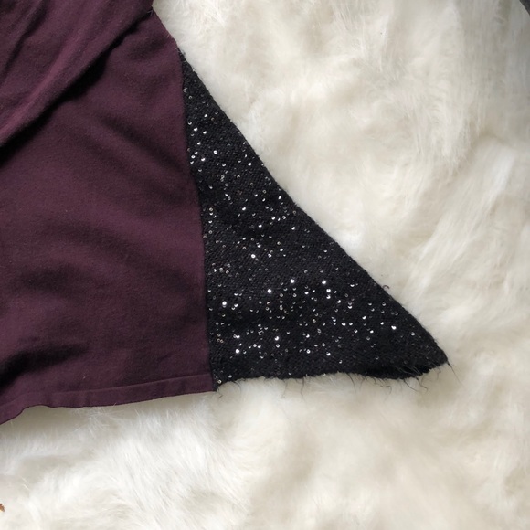 Dark purple with black sparkle long sleeve top - Picture 2 of 2